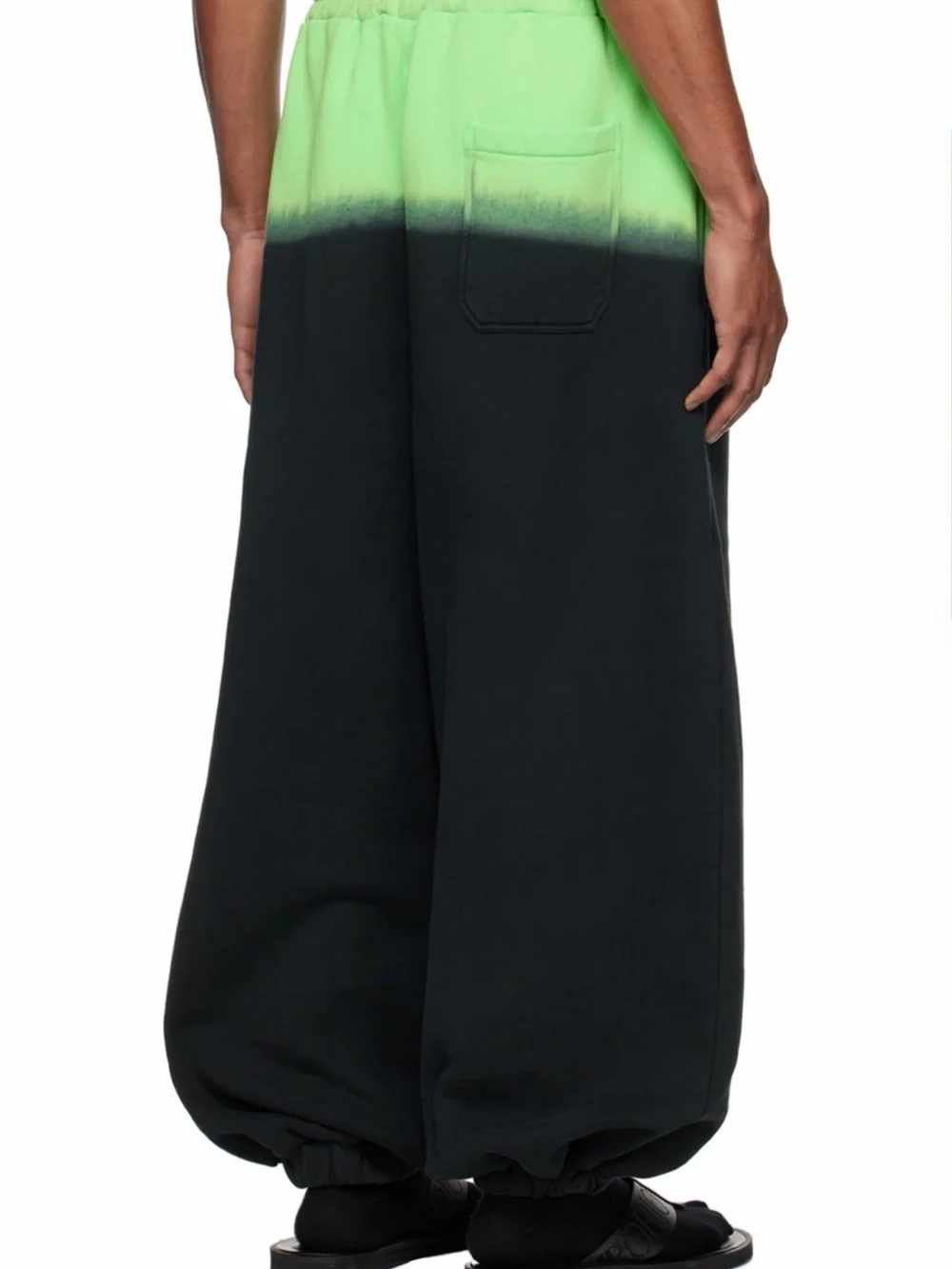 LUU DAN Green/Black Gradient Logo Sweatpants Drawstring Elastic Waist Pockets S